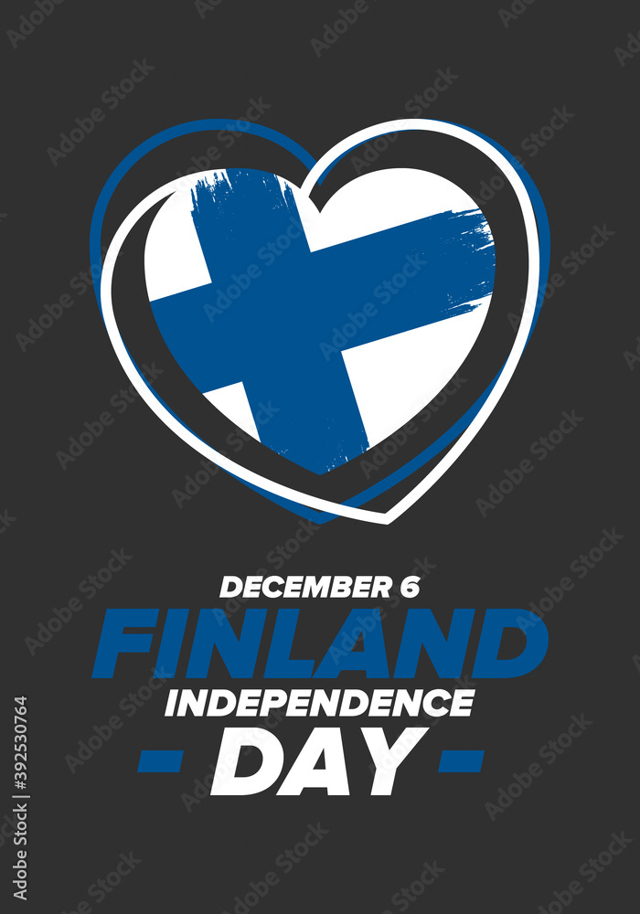Fototapeta premium Finland Independence Day. National happy holiday, celebrated annual in December 6. Finland flag. Patriotic elements. Poster, card, banner and background. Vector illustration