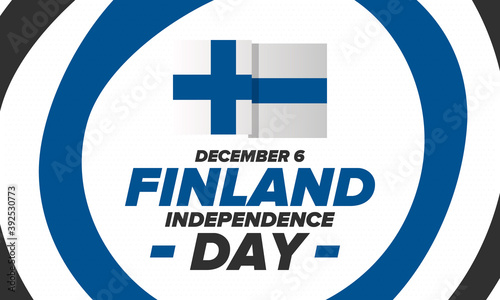 Finland Independence Day. National happy holiday, celebrated annual in December 6. Finland flag. Patriotic elements. Poster, card, banner and background. Vector illustration