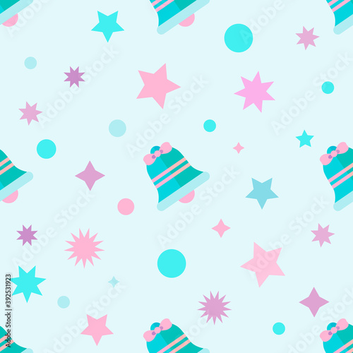 Stars and bells pattern, flat style