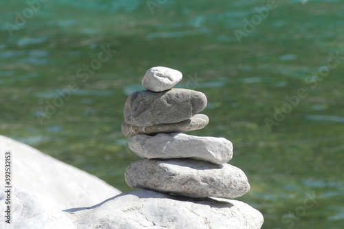 Photography zen stones on the water