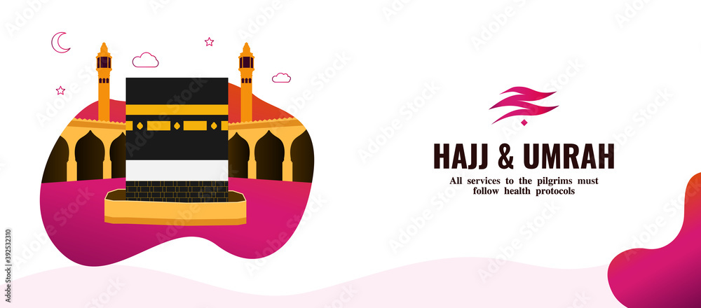header banner for hajj. Islamic pilgrimage to Mecca, Saudi Arabia, the ...