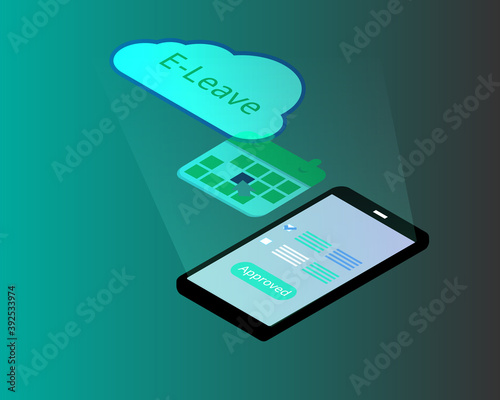 online leave request process via mobile vector
