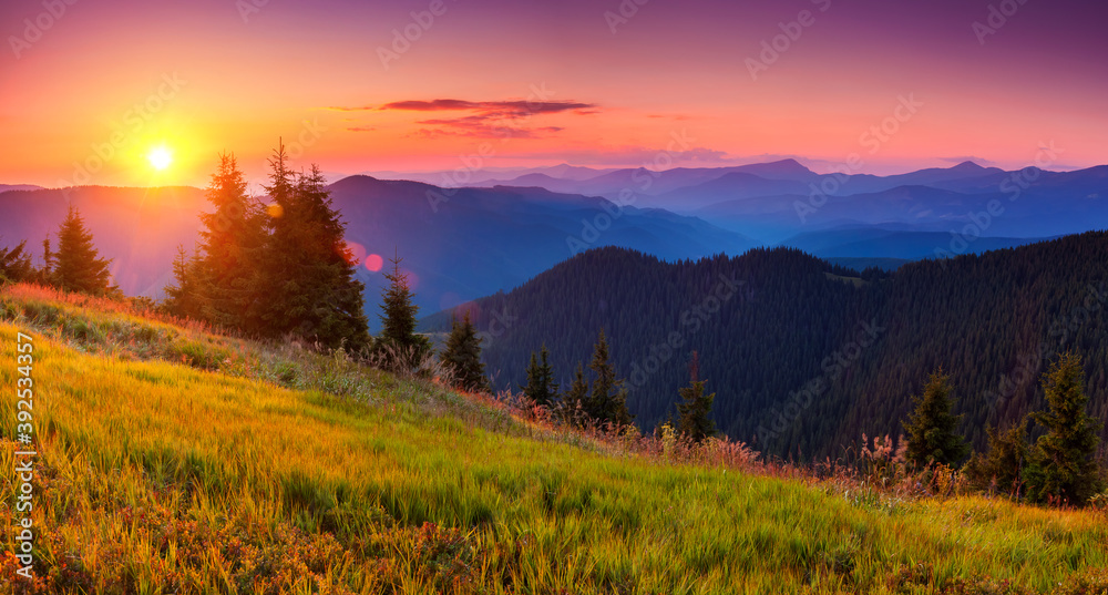 Incredible landscape in the mountains at sunset. Incredible landscape in the mountains at sunset.