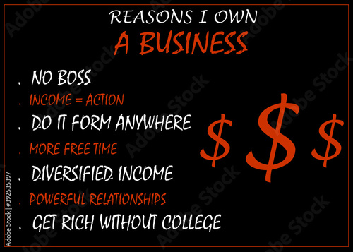 Motivational and Inspirational quotes - Reasons I own a business and do not have 9 to 5 job, entrepreneur quote concept