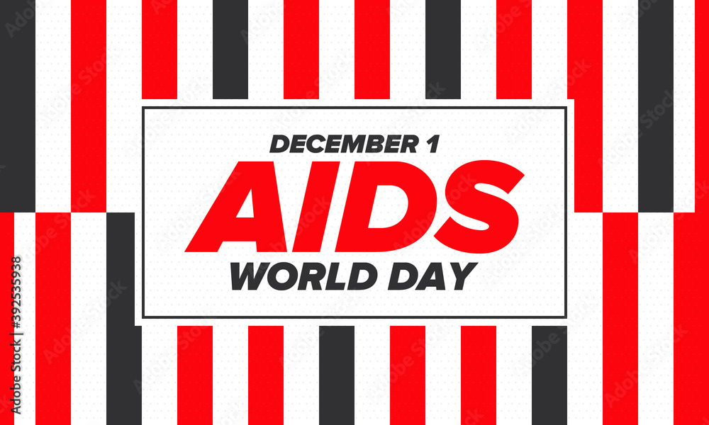 World Aids Day. Red ribbon symbol. Awareness and prevention hiv. Medical healthcare concept. Human support and protection. Celebrated annual in December 1. Poster, banner and background. Vector
