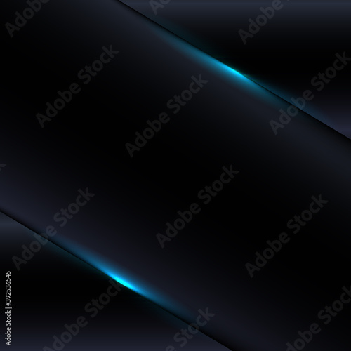 Modern abstract of technology black gradient metallic template with blue lighting decoration background