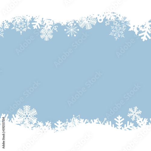 Vector cute blue background with white snowflakes.