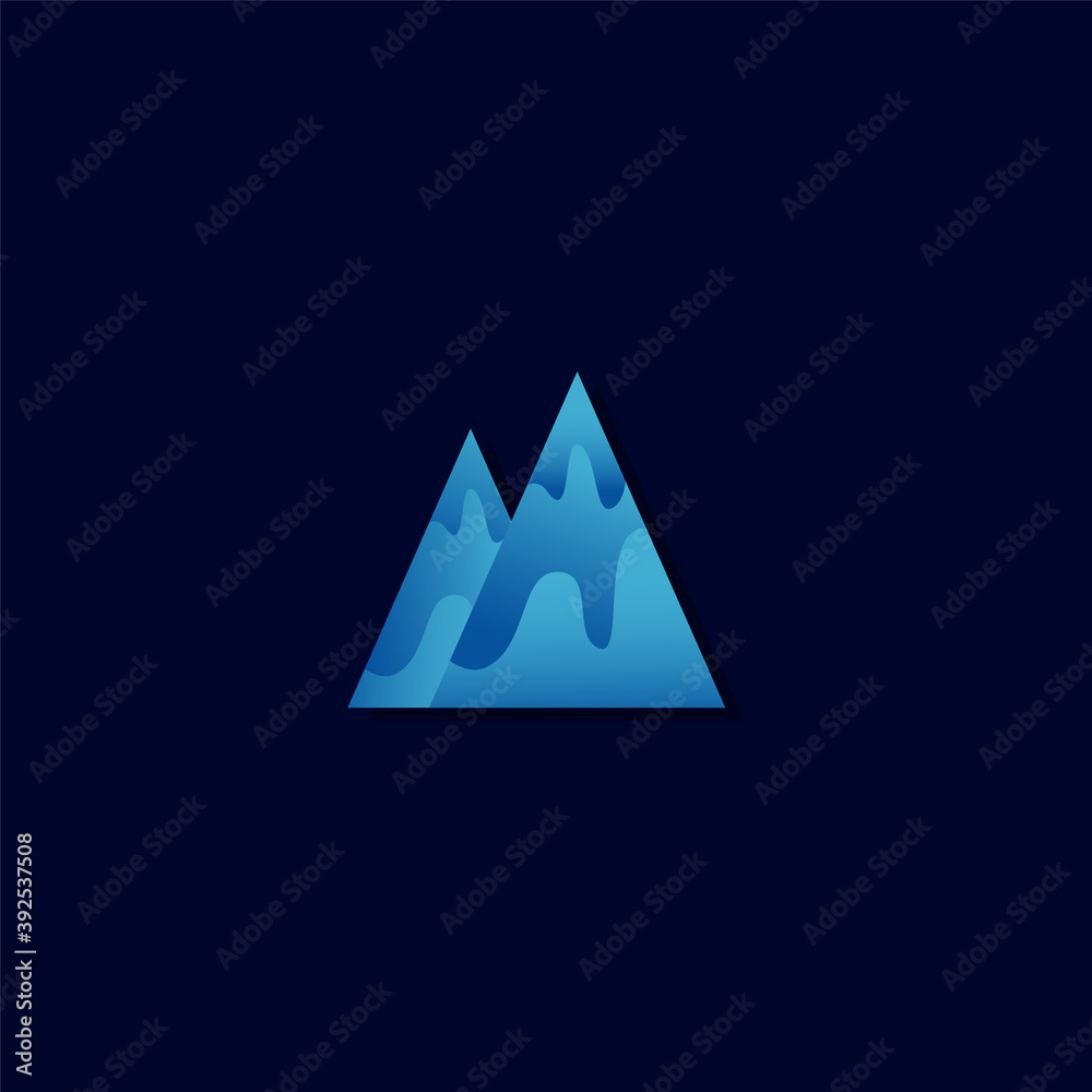 Fototapeta premium abstract gradient logo, blue mountain abstract logo