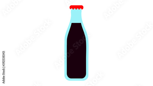 black lemonade in a glass bottle on a white background, vector illustration. cola for drinking fast food. harmful lemonade. Eco-friendly packaging without plastic. care for the environment