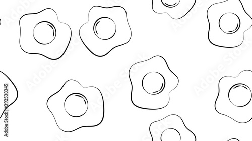 Seamless pattern with scrambled eggs with polka dots background