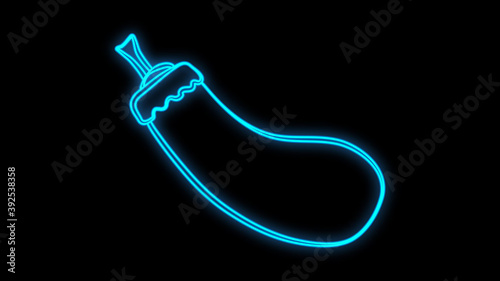 Vector realistic isolated neon sign of eggplant for decoration and covering on the wall background