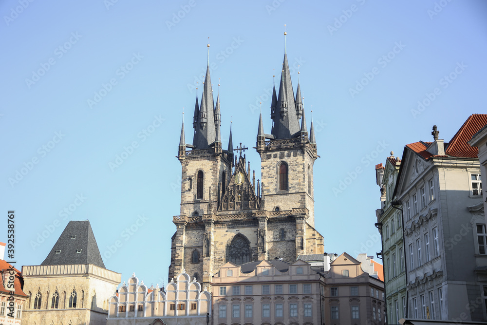 View of the towers of the Tyn Church on the Old Town Square