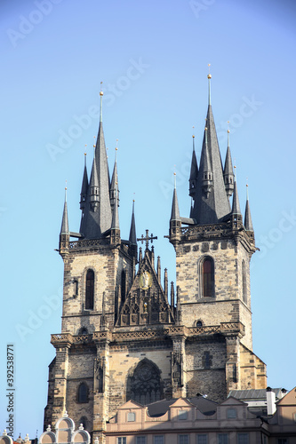 View of the towers of the Tyn Church on the Old Town Square