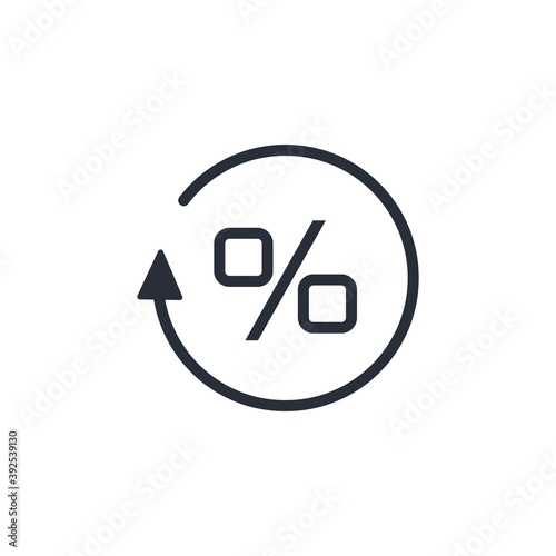 Percentage and arrow of change. Vector linear icon isolated on white background.