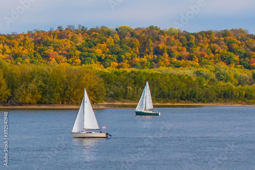 sailboats on the river