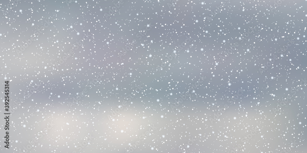 Christmas and New Year cloudy sky with snowfall vector background Christmas and New Year cloudy sky with snowfall vector background