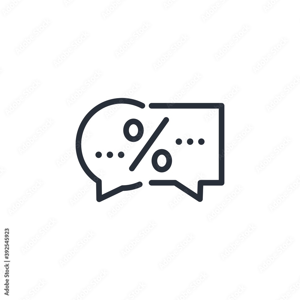 Dialogue different speech connected by a percent sign. The percentage of mutual understanding of the interlocutors. Bubbles and chat symbol discussion conversation. Dialogue different speech connected by a percent sign. The percentage of mutual understanding of the interlocutors. Bubbles and chat symbol discussion conversation.