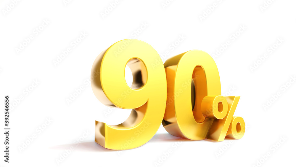 90% Golden symbol , 3D render 90% Golden symbol , 3D render