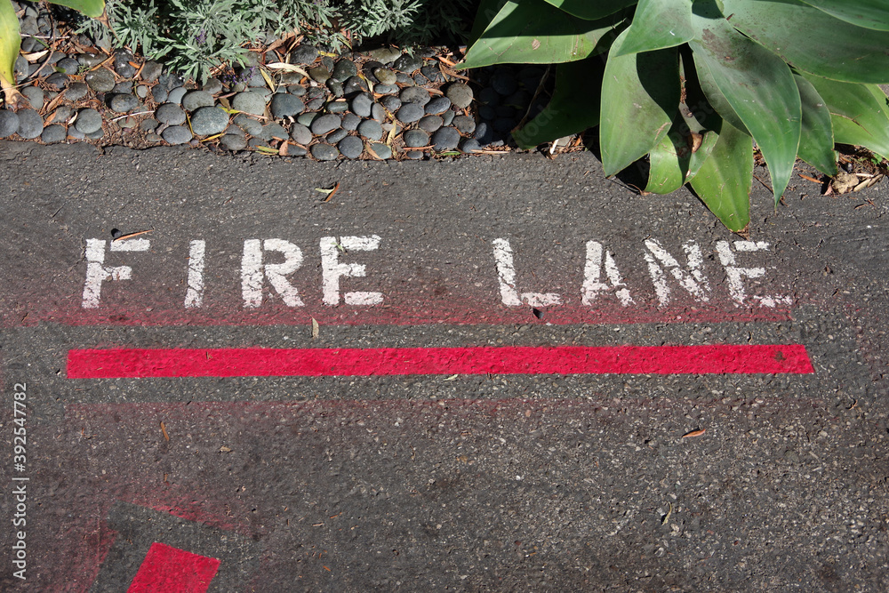 FIRE LANE marking on the asphalt of a parking lot Stock Photo Adobe Stock