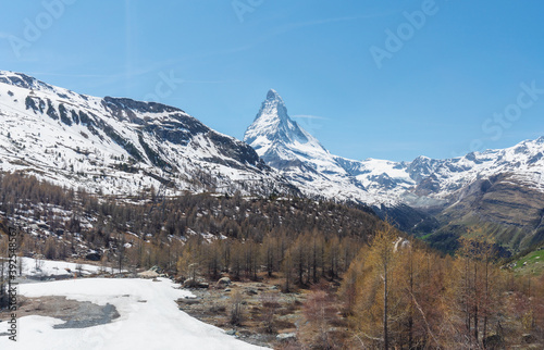Snow mountain Matterhorn landscaped in Switzerland