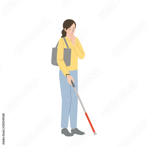 白杖の女性　イラスト
