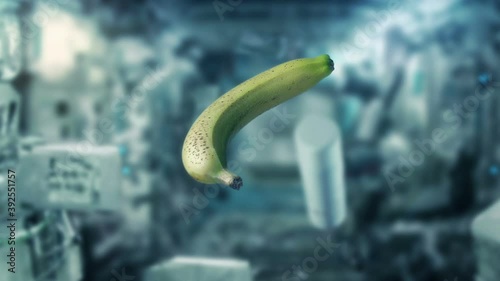 Banana Floats In Zero Gravity In Space