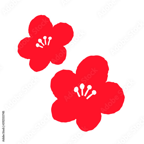 イラスト素材  梅の花 赤2