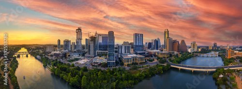 Austin skyline with brilliant sunset #392553780