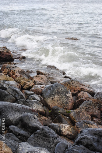 waves on rocks