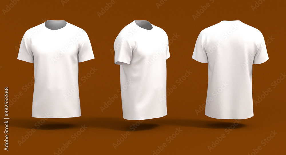 Mens Shortsleeve Tshirt Mockup In Front Side And Back Views Stock Photo -  Download Image Now - iStock