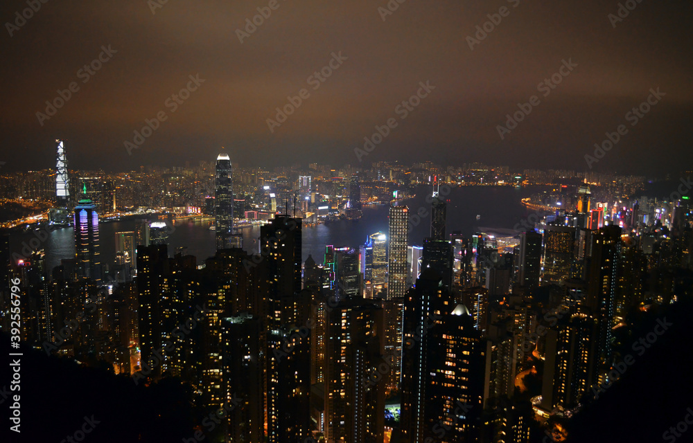 Hong Kong - Victoria Peak Night View of Cityscape