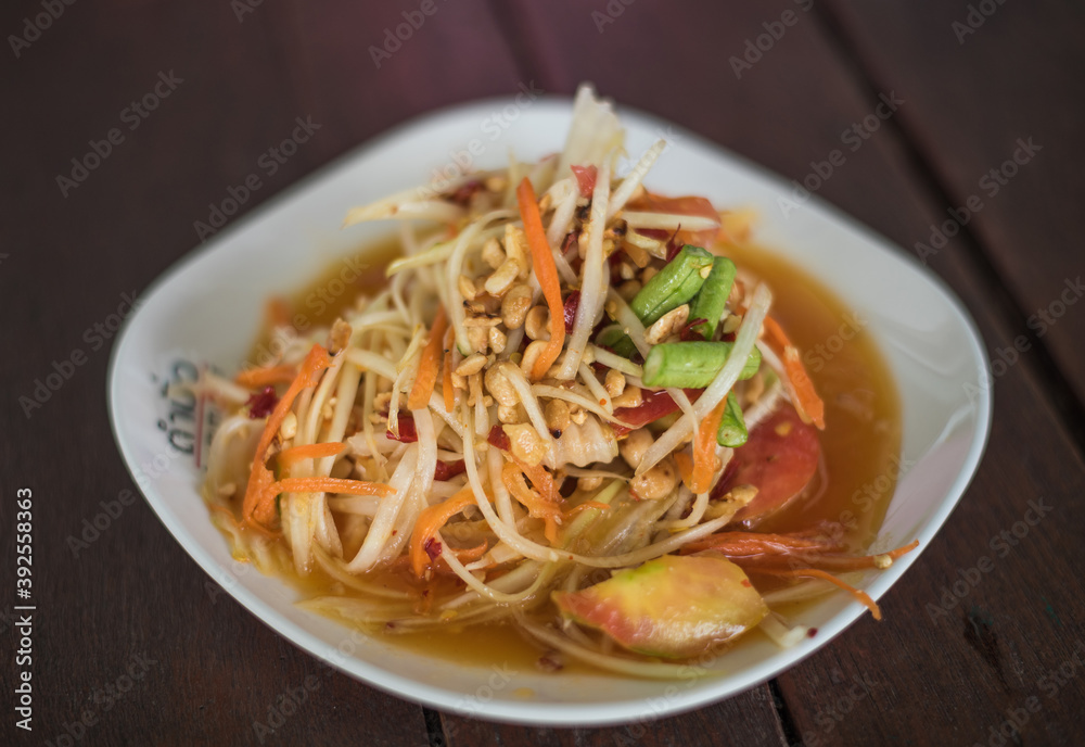 Somtum or papaya salad ,famous Thai food Somtum or papaya salad ,famous Thai food