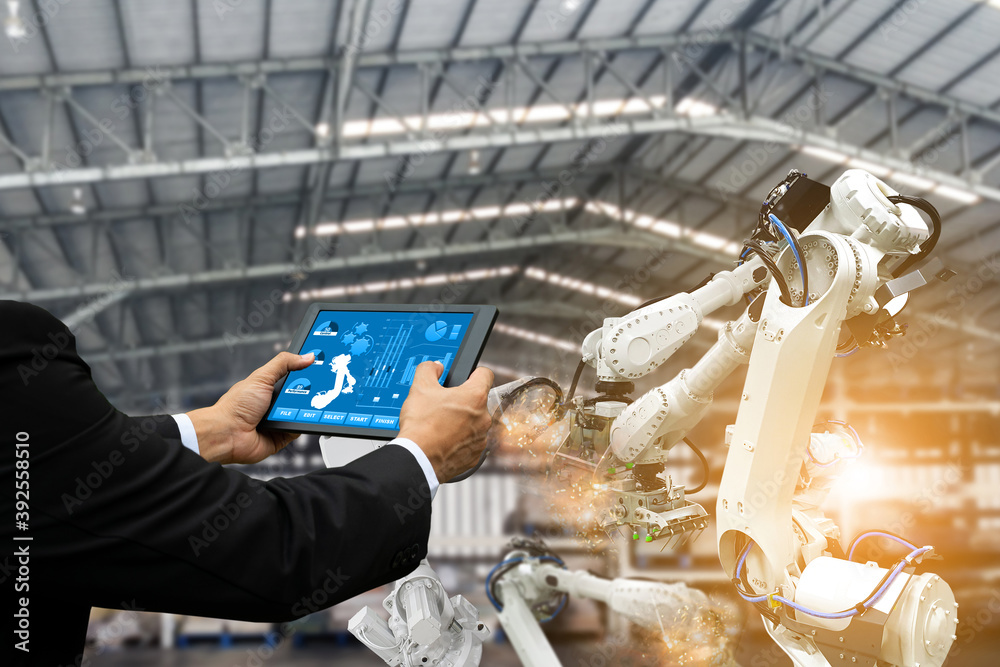 Foto de Manager engineer check control automation Robotic arms ...