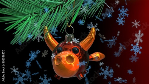 Photos This little bull is ready to ring in the New Year! 🐂🎄  He's rocking his festive red-orange outfit and golden horns, ready to bring good luck