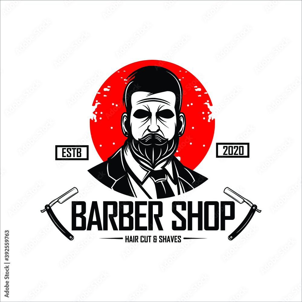 hipster barbershop logo template