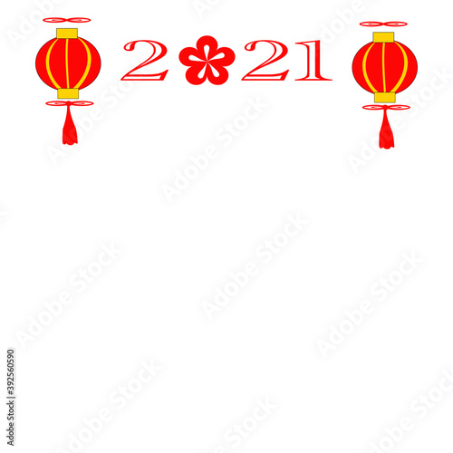 New year’s 2021 Chinese new year 2021 year of the ox. New year symbol 2021 logo. Chinese horoscope metal ox with. year of the ox. Red light Chinese style illustration isolated flat vector 