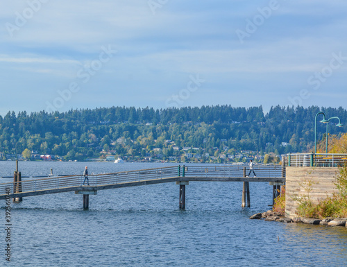 The walkway over the water in Coulon Beach Park on Lake Washington in Renton