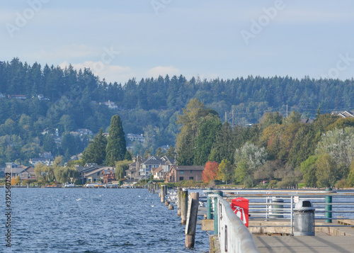 The walkway over the water in Coulon Beach Park on Lake Washington in Renton