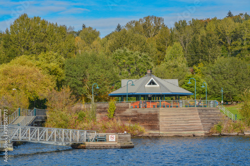 The walkway over the water in Coulon Beach Park on Lake Washington in Renton