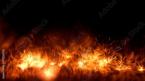 Fireworks Background, Sparkler burning on ground on dark background, fireworks sparks, 4K High Quality, 3D render