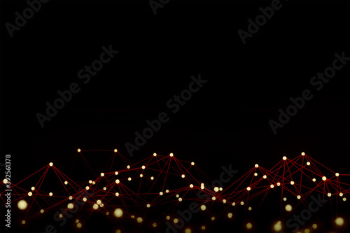 Red line networking energy connection or technology abstract background or dynamic data digital 3d rendering and science background.