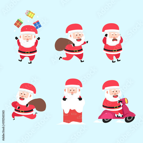Set Of Santa Clause Activity Character Cartoon Bundle Flat Design Vector © imajin