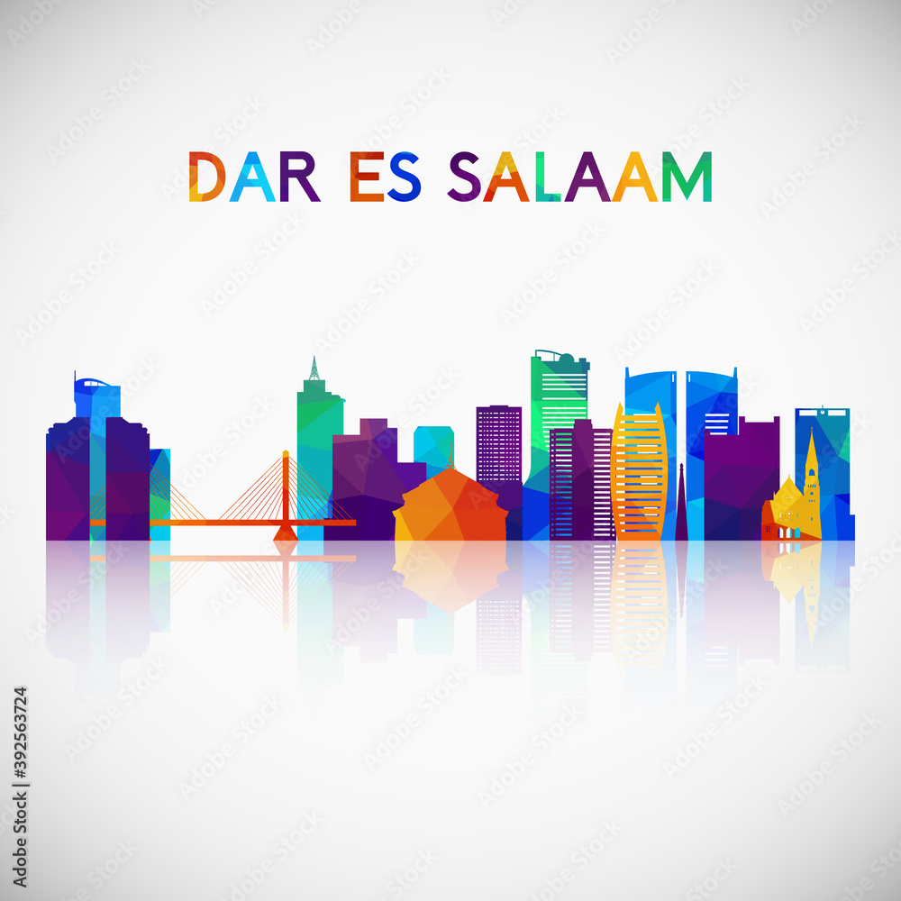 Dar es Salaam skyline silhouette in colorful geometric style. Symbol for your design. Vector illustration.