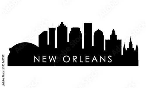 New Orleans skyline silhouette. Black New Orleans city design isolated on white background.