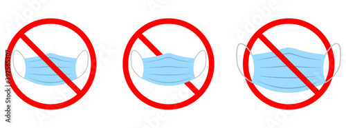 Ban of Medical mask. No medical mask icon, isolated. Vector illustration.