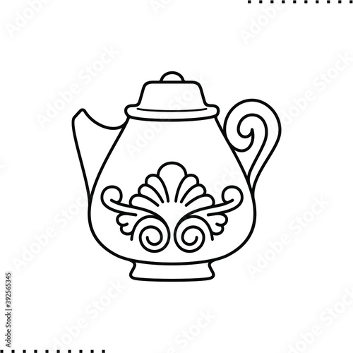 teapot, porcelain vector icon in outlines