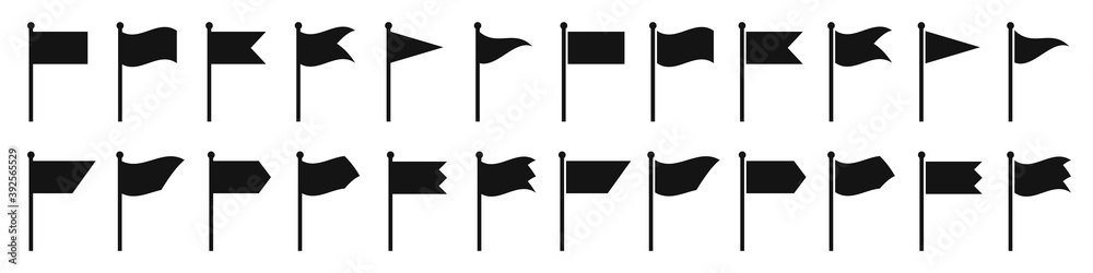 Flag icon. Set of black flag icons. Vector illustration. Flag icon collection - obrazy, fototapety, plakaty 