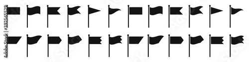 Flag icon. Set of black flag icons. Vector illustration. Flag icon collection