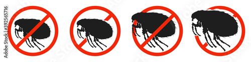 The Louse with red ban sign. STOP Louse sign isolated.
