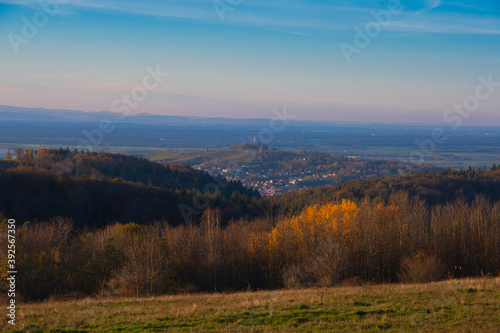 Blick vom Langenhard oberhalb von Lahr in die Rheinebene und Vogesen